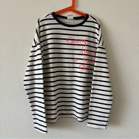 Zara Other - ZARA Girls Striped Print Long Sleeve Graphic Tee SZ 13-14